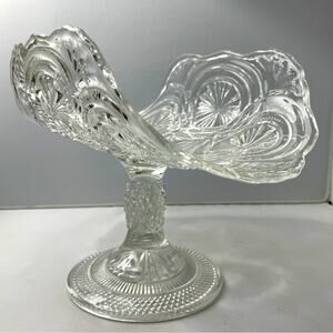 Antique‎ Bryce Higbee EAPG Glass Banquet Medallion Sunburst Fruit Banana Stand